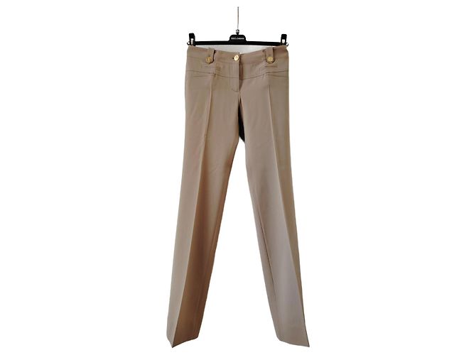 DOLCE & GABBANA WOOL FABRIC PANTS. Beige