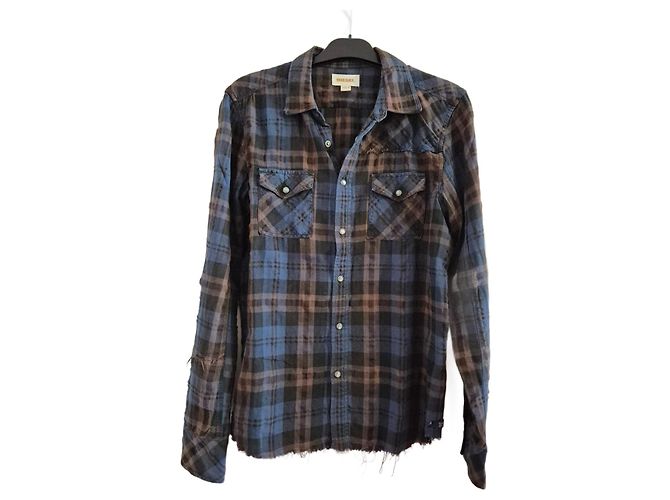 Camicia a quadri da uomo Diesel blu e marrone taglia M 38