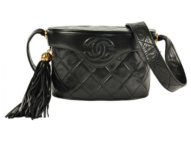 Borsa a Spalla Chanel Coco Mark Matelassé con Frange Nero