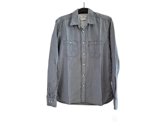 Levi's men's shirt size S / 36 blue with white stripes long sleeves 100% cotton Levi's  ref.2558639