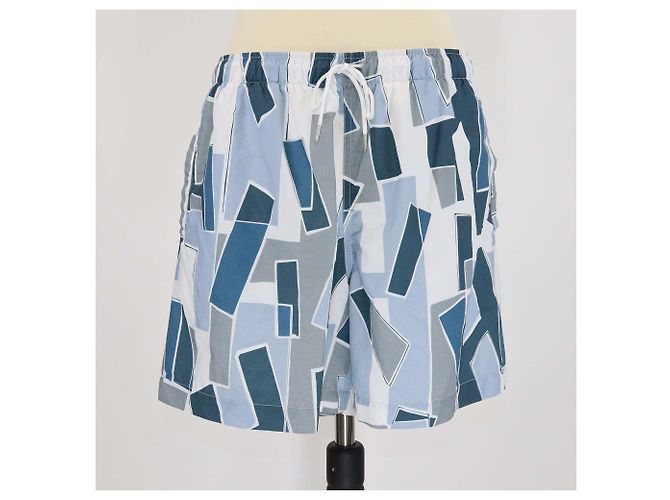 Shorts de bain H en décalcomanie bleue Hermès