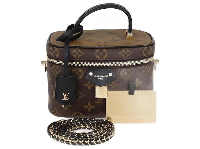Bolsa Vanity PM em Canvas Monogram Reverso Louis Vuitton com corrente