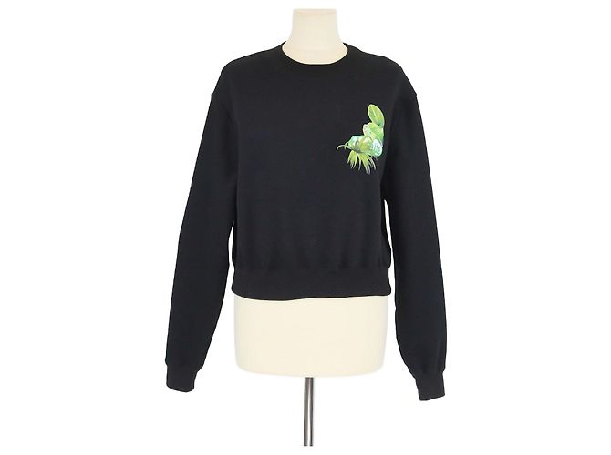 Off White Off-White Black Floral Print Leaf Cotton Long Sleeve Sweatshirt