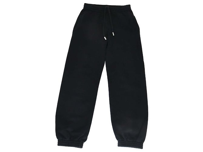 Off White Calças de moletom pretas em algodão com detalhe de impressão lateral Off-White Preto Branco