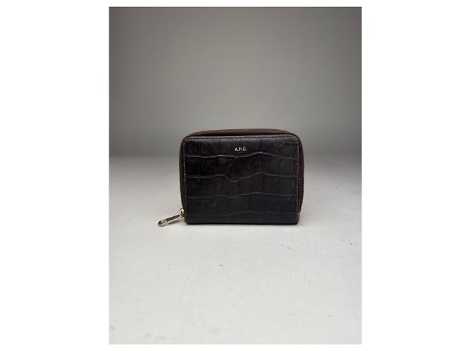 Vintage APC leather Wallet Crocodile Emblossed Purple