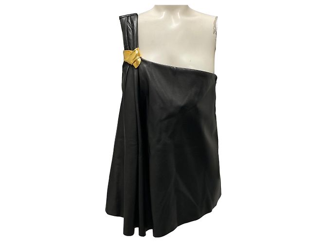 Autre Marque Schwarzes Nappa-Lammleder-Top mit einem Schulterträger von Brandon Maxwell