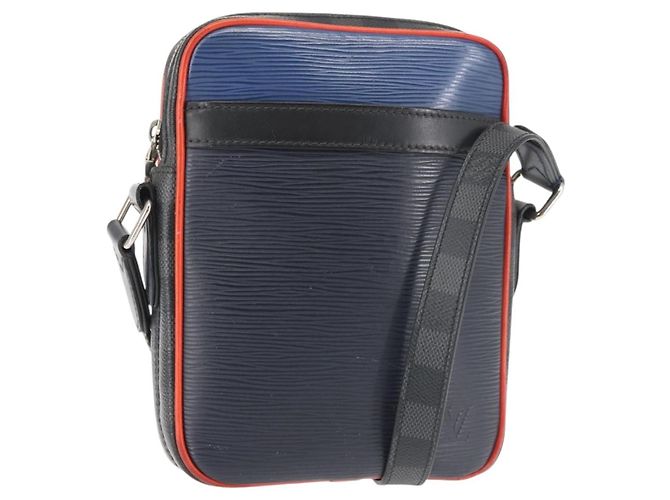 Borsa Louis Vuitton Danube in pelle Epi slim Blu navy