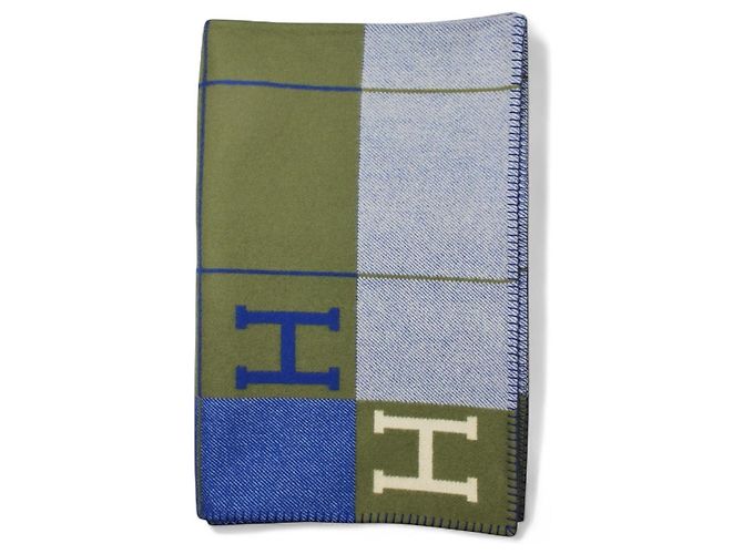 Plaid da Divano Avalon III di Hermès Blu Crudo Cachi