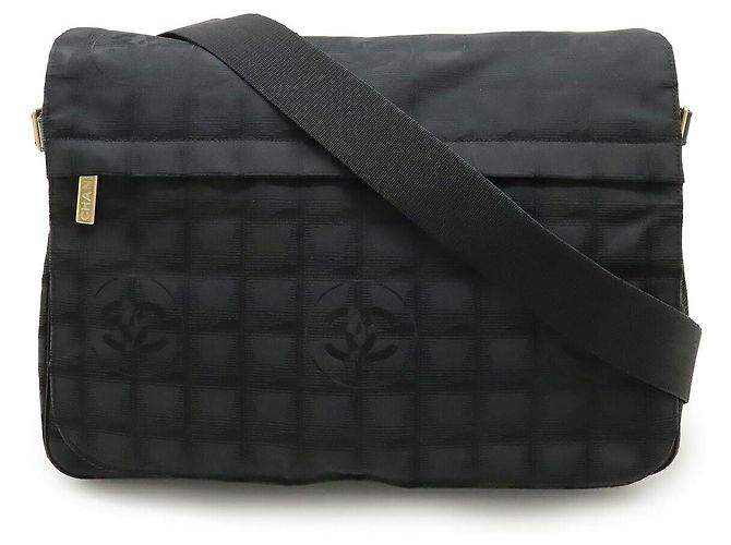2.55 Borsa a tracolla in nylon jacquard Chanel Nero