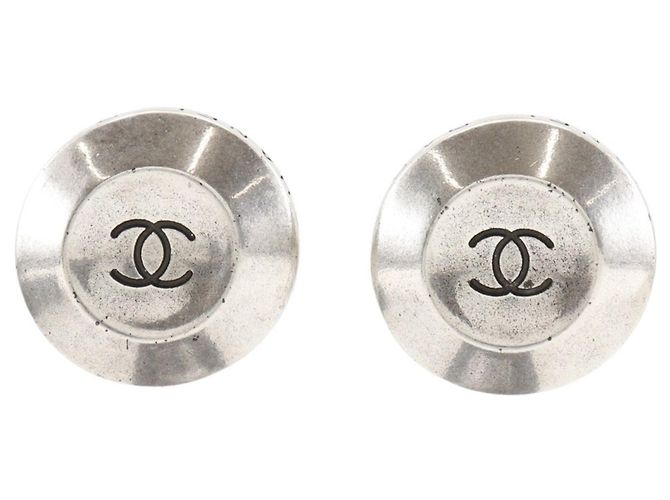 Chanel Coco Mark Clip Ohrringe Silber
