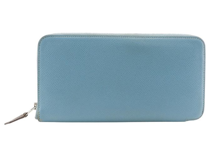 Cartera larga Azap de seda Hermès en cuero Epsom azul claro