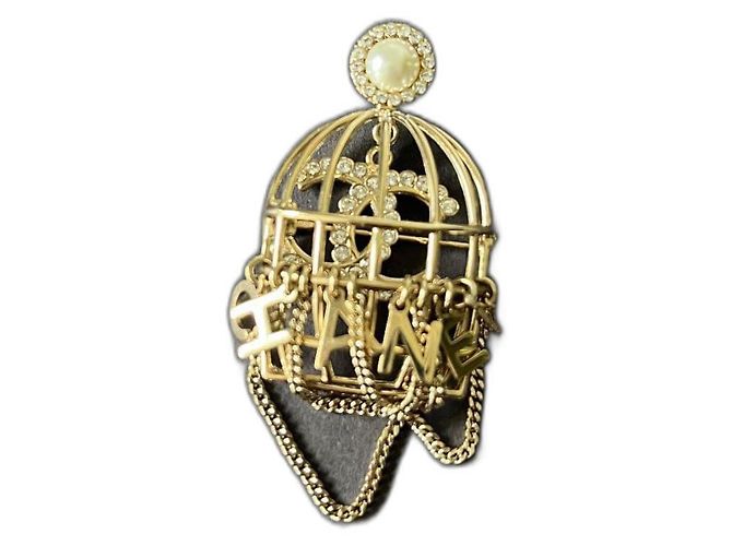 Broche Chanel Birdcage Dorada Gold hardware