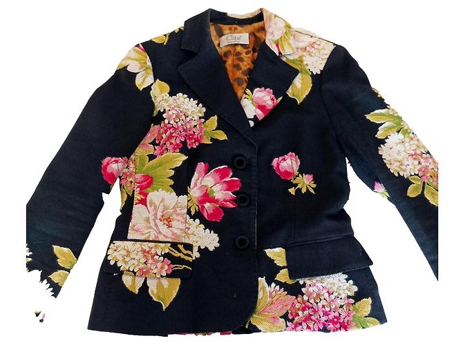 Autre Marque CLIPS Jacke Schwarz aus Baumwolle und Wolle Größe 44