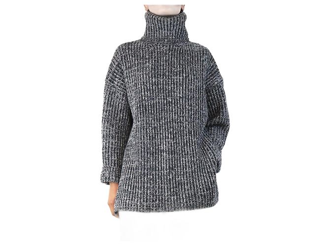 Acne Schwarzer und grauer grob gestrickter Pullover - Größe XS
