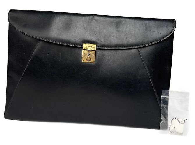 Clutch de couro vintage Gucci preto