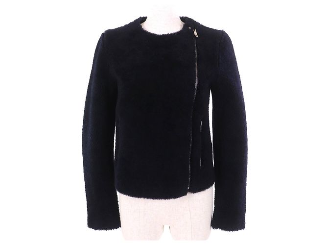 Céline Giacca in montone di pelle di agnello del periodo Phoebe di Celine Blu Blu navy