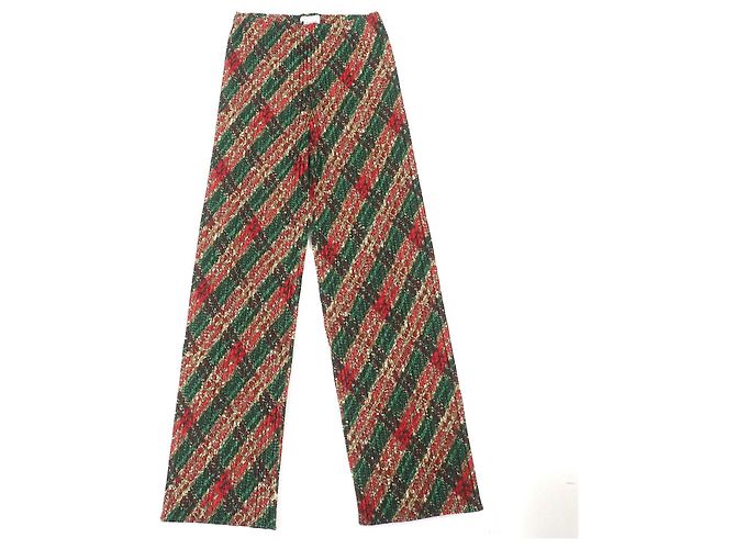Issey Miyake Calça PLEATS PLEASE PP53-JF904 Marrom Vermelho Verde