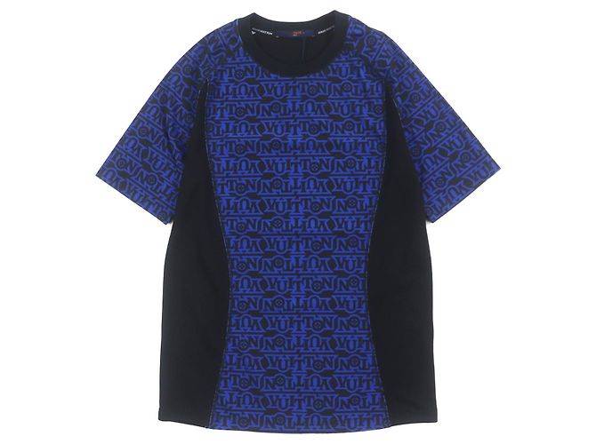 Louis Vuitton Snow Technisches Polyester T-Shirt Schwarz Blau