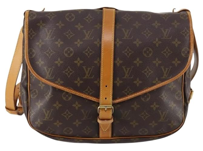 Louis Vuitton Saumur Handbag Monogram Canvas Brown Cloth  ref.2560850