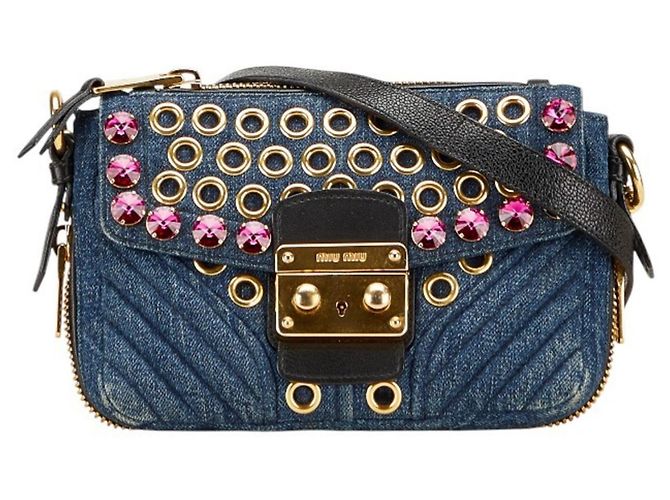 Borsa a tracolla Miu Miu decorata con gioielli Multicolore