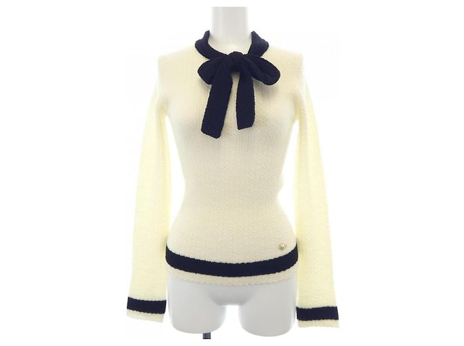 Chanel Strickoberteil Schwarz Beige