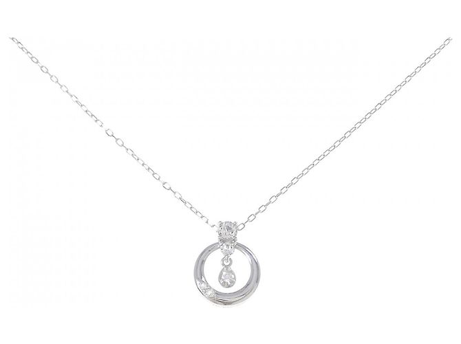 Autre Marque Collar de oro blanco K10 con topacio blanco y diamantes Plata