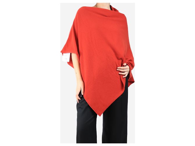 Crimson Rotes Kaschmir-Poncho - Einheitsgröße