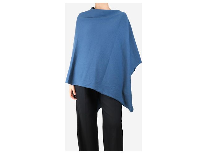 Crimson Blaues Kaschmir-Poncho - Einheitsgröße