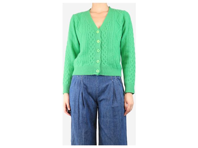 Autre Marque Cardigã de cashmere verde - tamanho UK 8