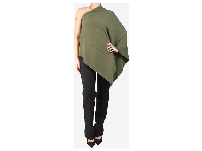 Crimson Grüner Kaschmir-Poncho - Einheitsgröße