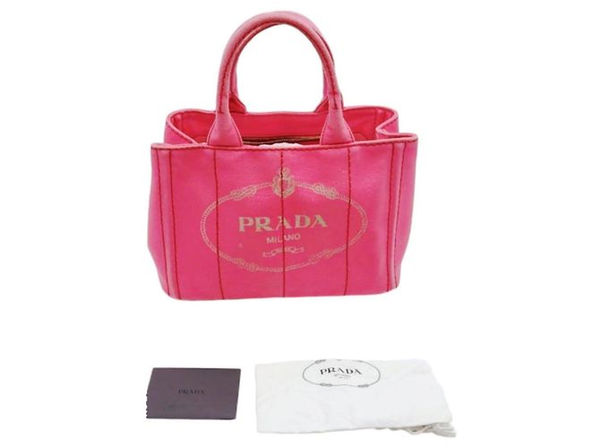 Bolsa tote mini Canapa em canvas da Prada na cor rosa