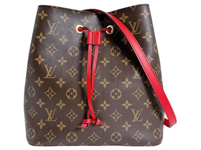Louis Vuitton Coquelicot Shoulder Bag Brown Red Monogram