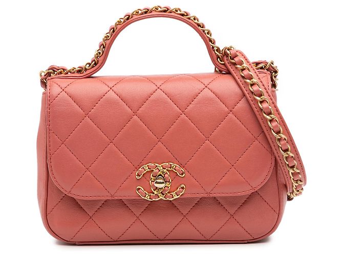Chanel Pink Quilted Lammleder Kette Infinity Handtasche.