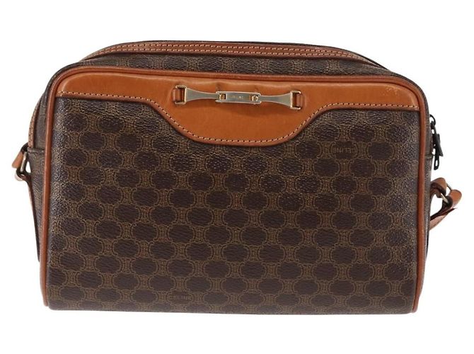 Céline Bolsa de Ombro Celine Macadam em Couro PVC Marrom