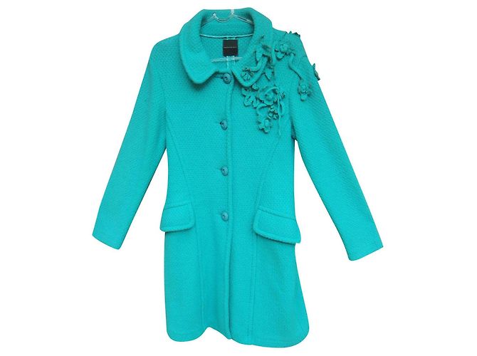 Autre Marque Didier Parakian Wool Coat Turquoise