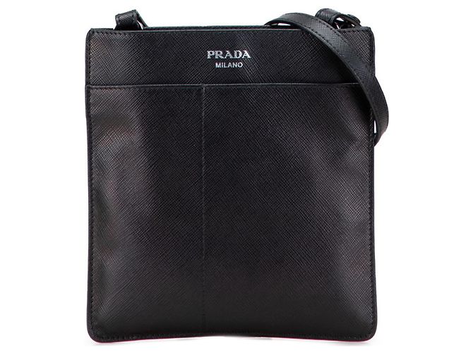 Borsa a tracolla in pelle Saffiano Prada Nero