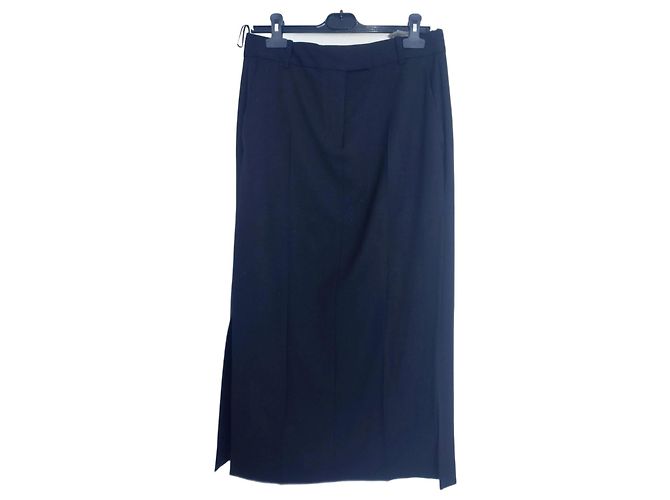 Massimo Dutti Schwarze gerade Rock mit Schlitzen
