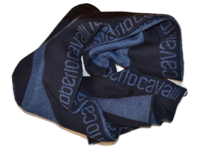 Sciarpa in lana blu Roberto Cavalli