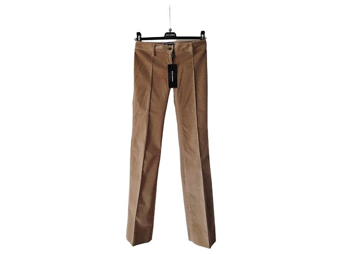 DOLCE & GABBANA PANTALONE IN VELLUTO A COSTE. Beige