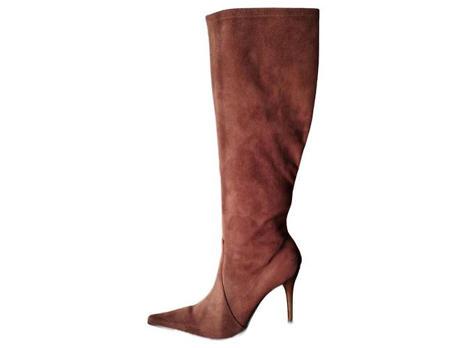 CASADEI LEATHER BOOTS IN SCOMOSCIATA Light brown