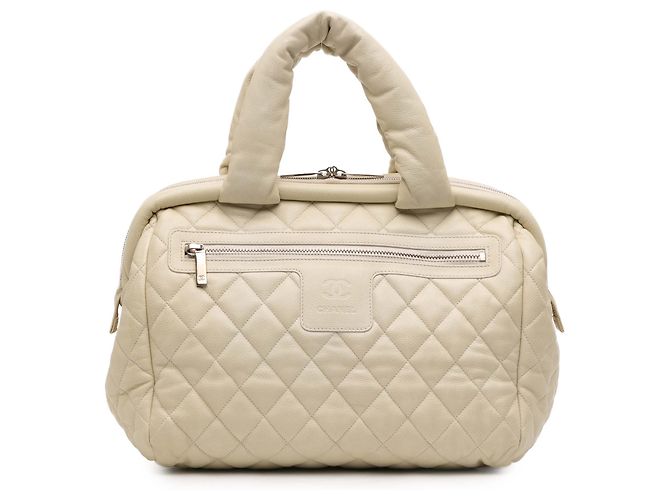 Bolso Bowler Coco Cocoon de Caviar Blanco Acolchado de Chanel Crudo