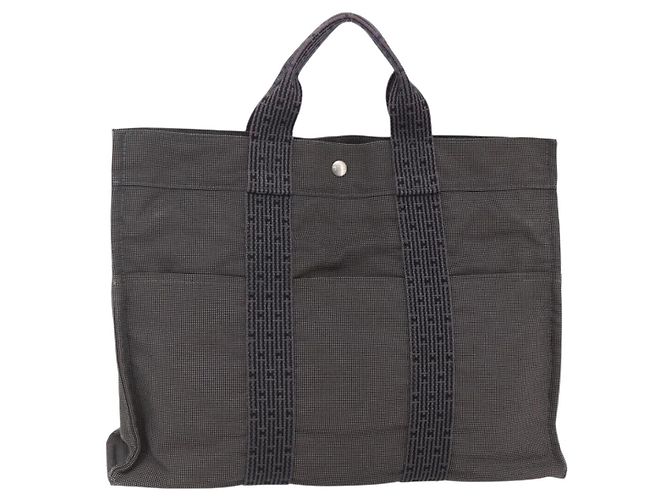 Bolsa Fourre Tout em Lona MM Hermès Marrom