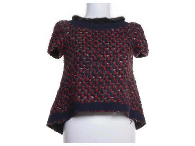 Blusa de lã Prada com forro de seda e acabamento em vison Multicor
