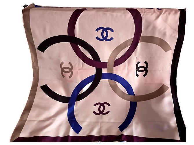 Foulard in seta Chanel Monogramma Bianco