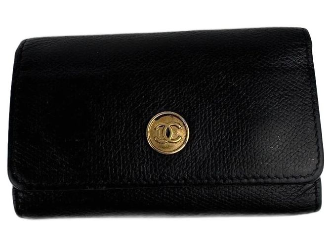 Chanel wallet and keys holder leather black