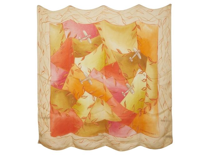 Sciarpa Aeroplano Monogram Louis Vuitton Multicolore Beige 