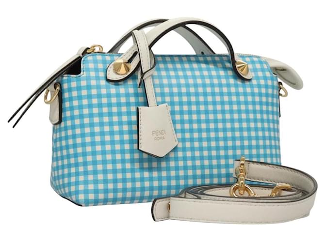 Fendi By The Way Satchel Printed Leather Small Blue  ref.2564014