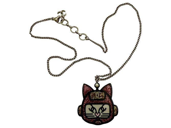 Collana Robot Gatto Choupette Chanel nero rosa giallo