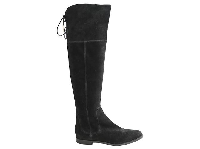 Sergio Rossi Schwarze Wildlederstiefel