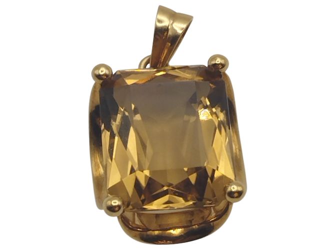 Autre Marque Colgante de Oro Amarillo con Topacio Castaño